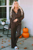 Buttoned Long Sleeve Top and Long Pants Lounge Set - Envie Attire