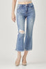 RISEN High Waist Distressed Cropped Bootcut Jeans - Envie Attire