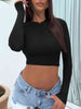 Cropped Round Neck Long Sleeve Top - Envie Attire