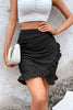 Ruched Ruffle Hem Mini Skirt - Envie Attire