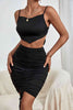 Spaghetti Strap Cropped Top and Ruched Skirt Set - Envie Attire