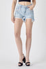 RISEN Frayed Hem Denim Shorts with Fringe Detail Pockets - Envie Attire